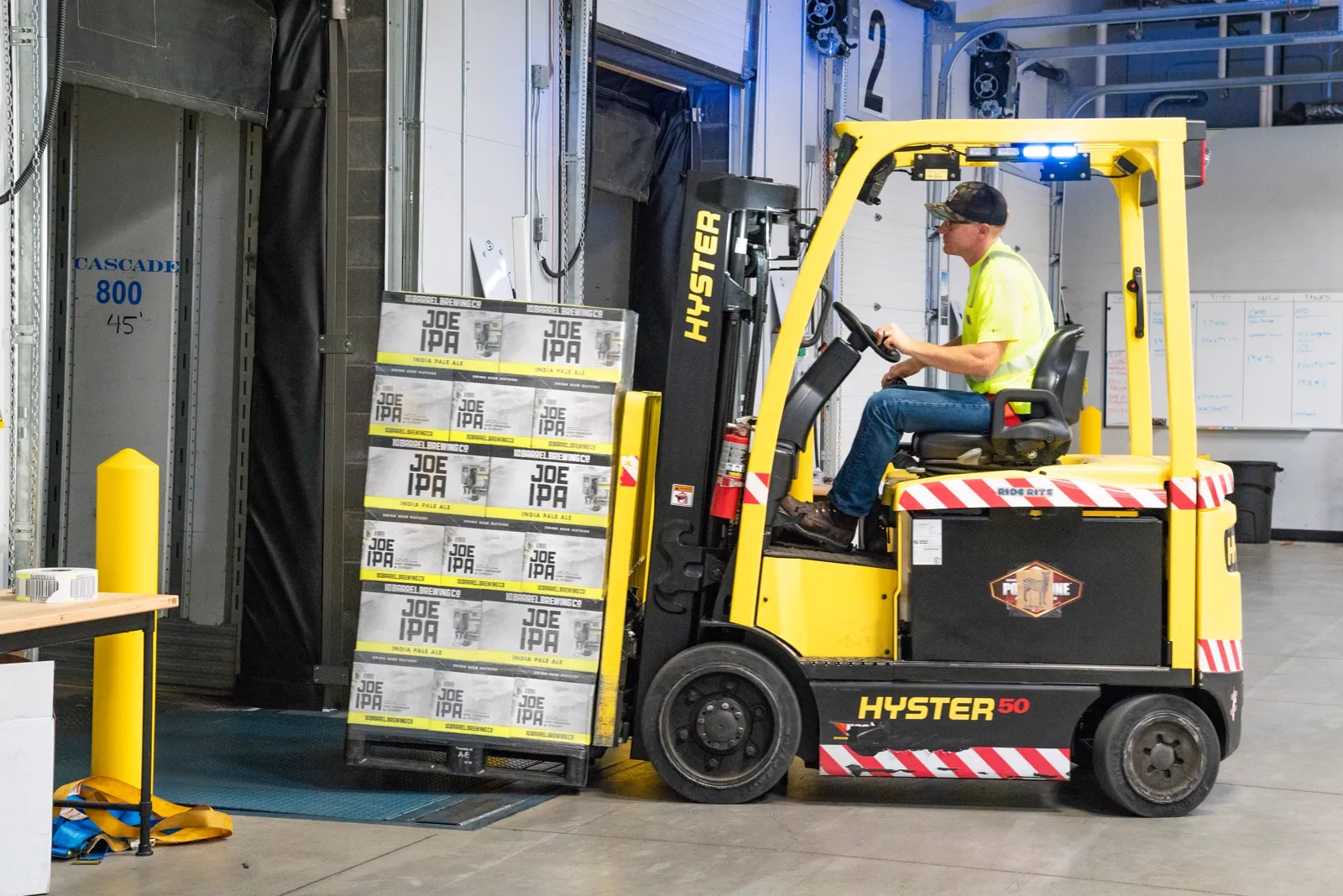 Used Hyster pneumatic tire forklift working an outdoor yard in Lehigh Valley